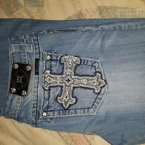 Miss me sequin cross pockets boot cut size 32